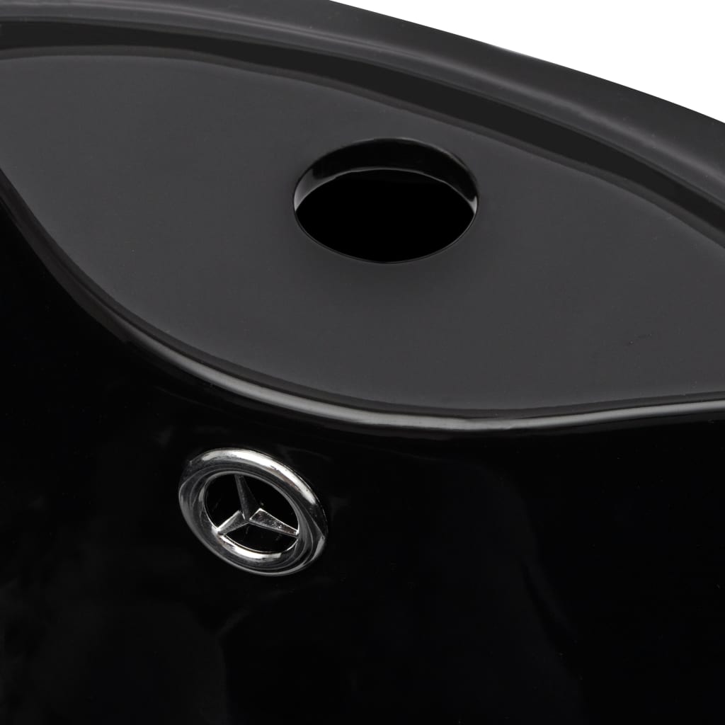 Keramički samostojeći umivaonik s otvorom za slavinu crni okrugli