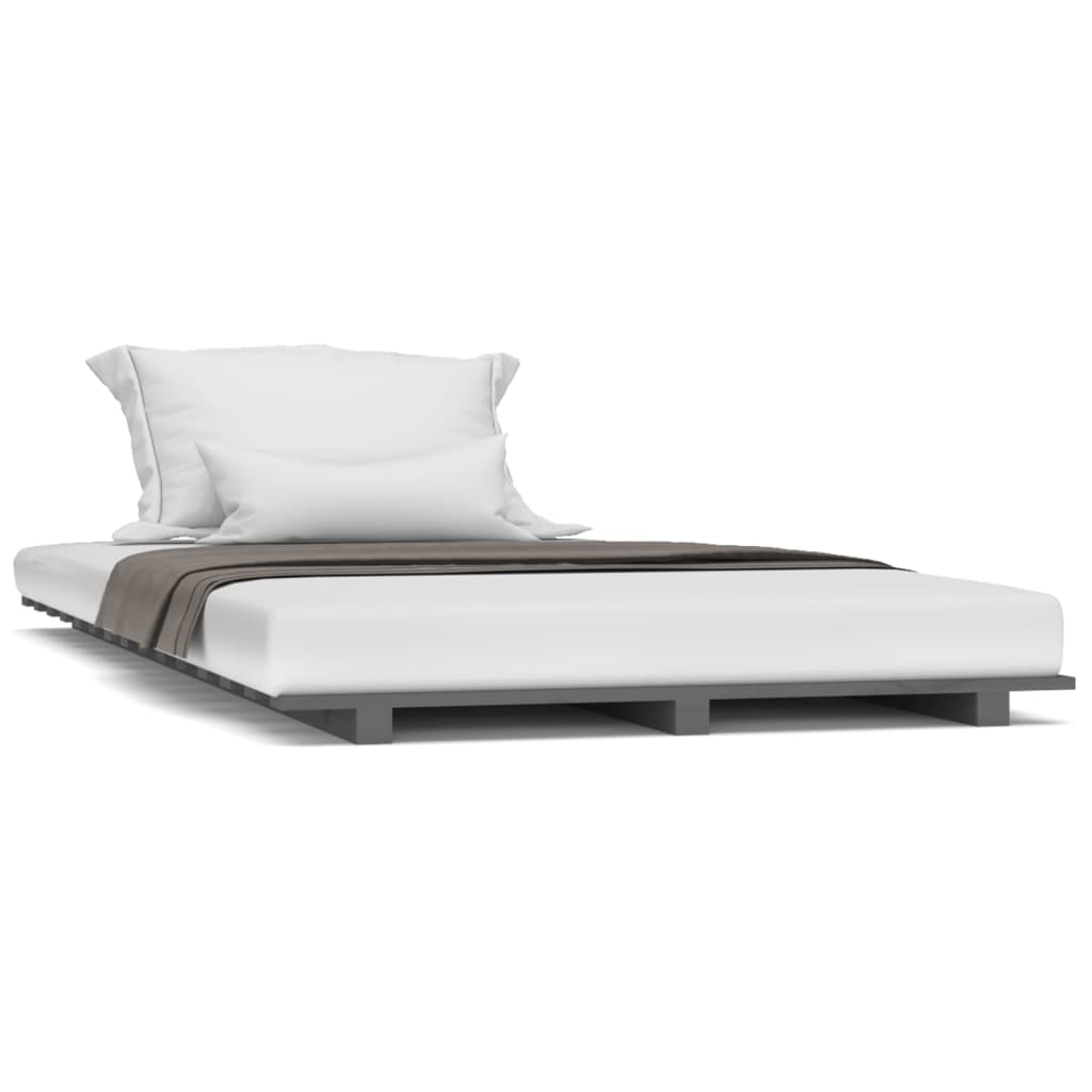 vidaXL Okvir za krevet sivi 75 x 190 cm od masivne borovine