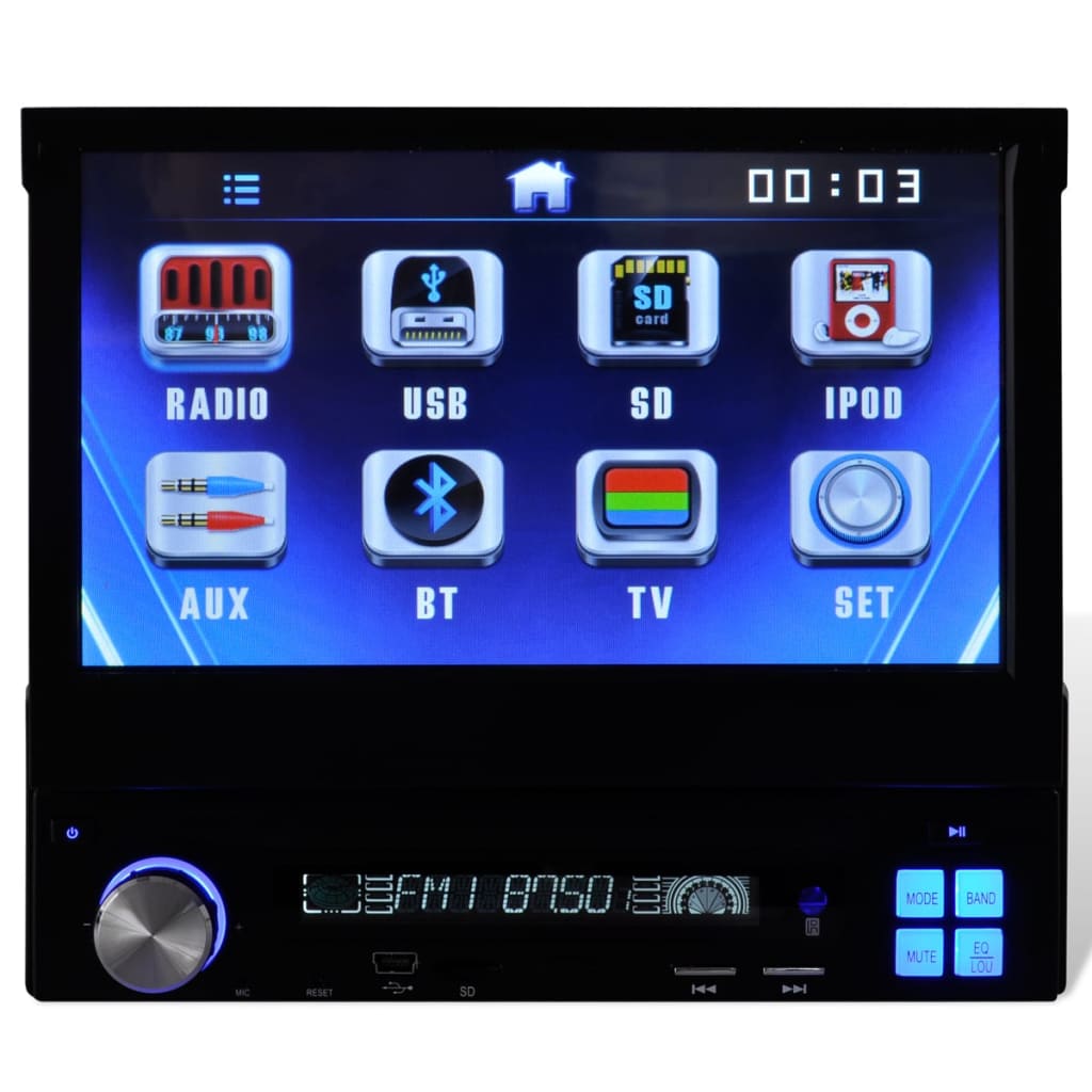 Auto Stereo 1 DIN zaslon osjetljiv na dodir Sklopivi MP3 MP5 FM