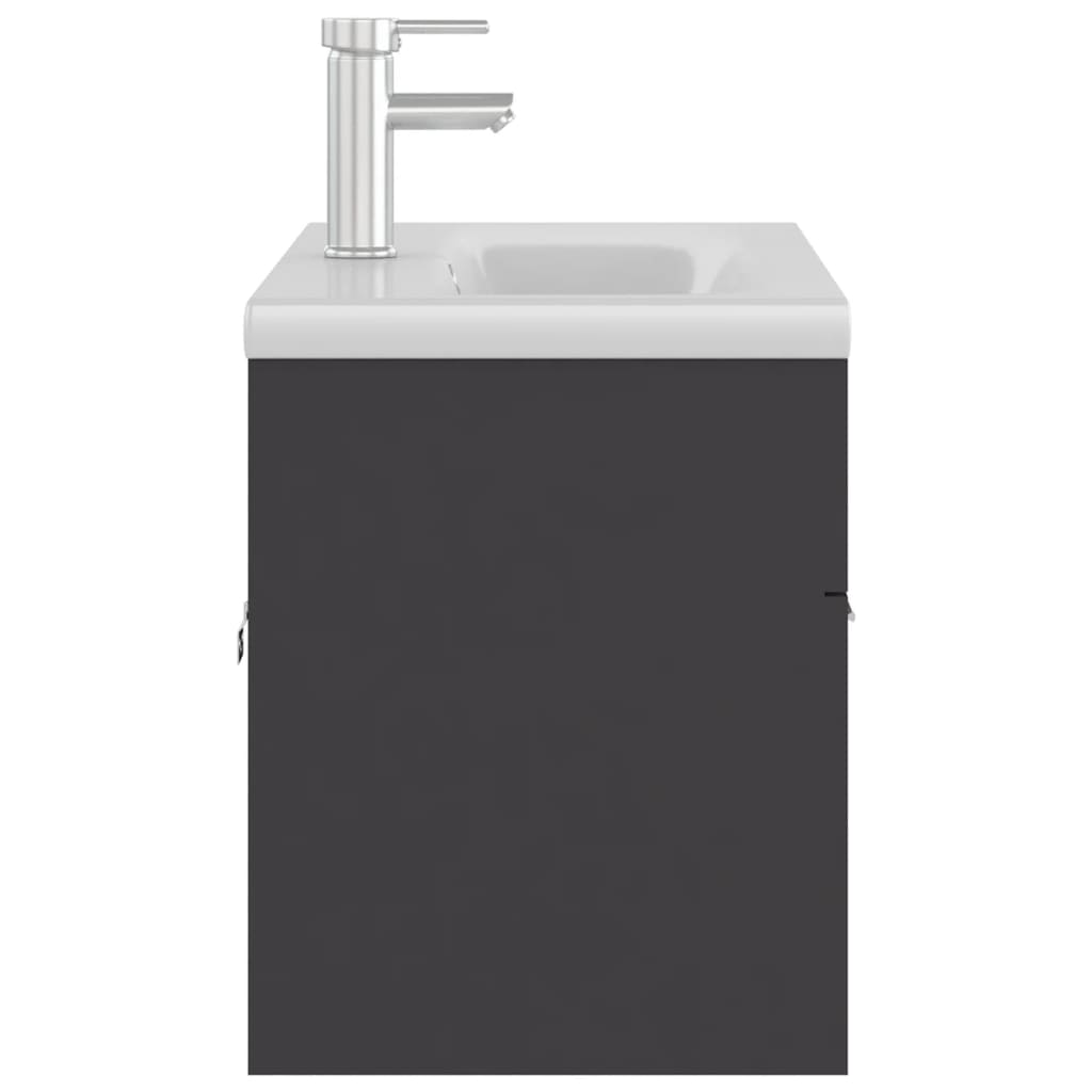 vidaXL Ormarić s ugrađenim umivaonikom sivi od iverice