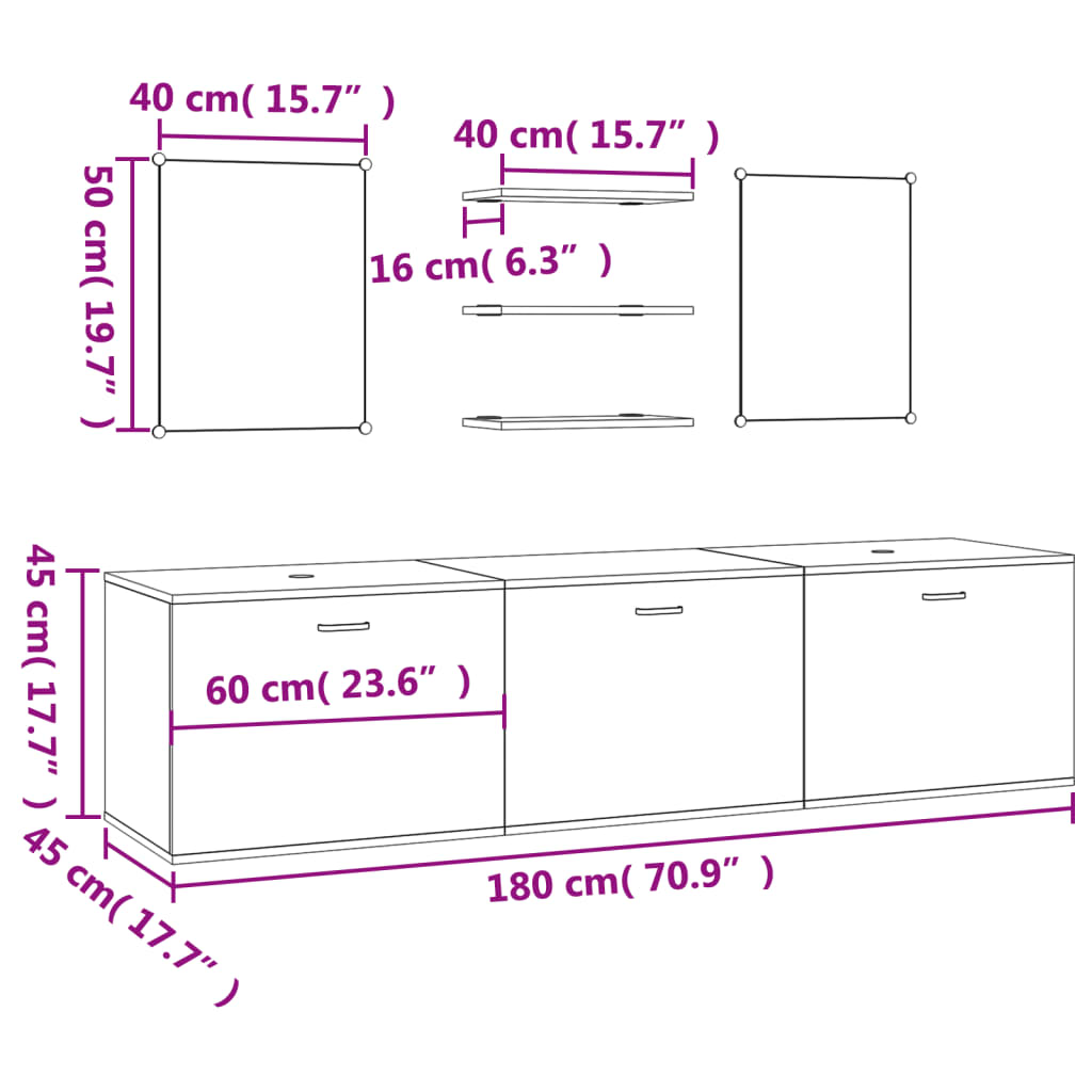 vidaXL 6-dijelni set kupaonskog namještaja boja hrasta drveni