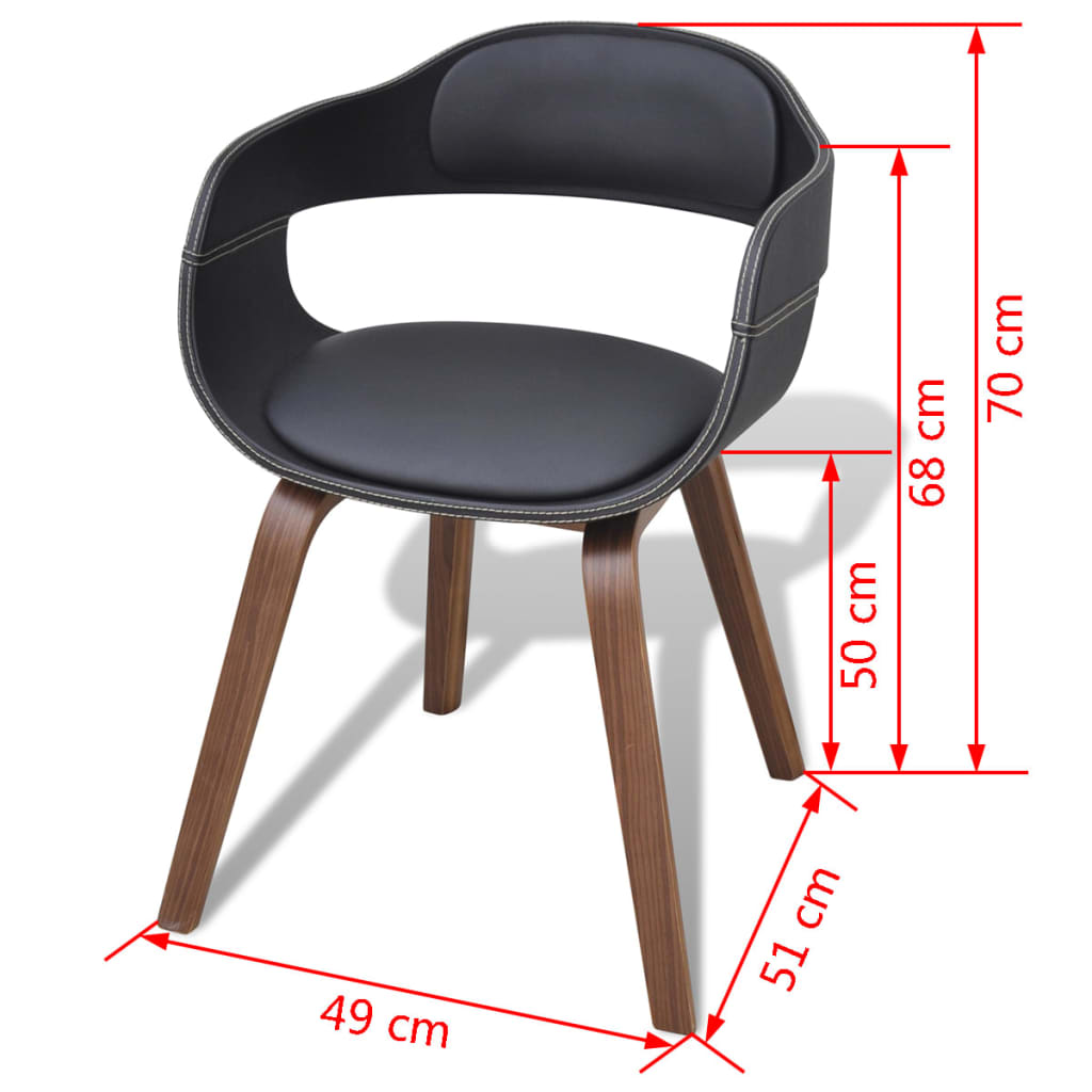vidaXL Blagovaonske stolice od zaobljenog drva i umjetne kože 2 kom crne