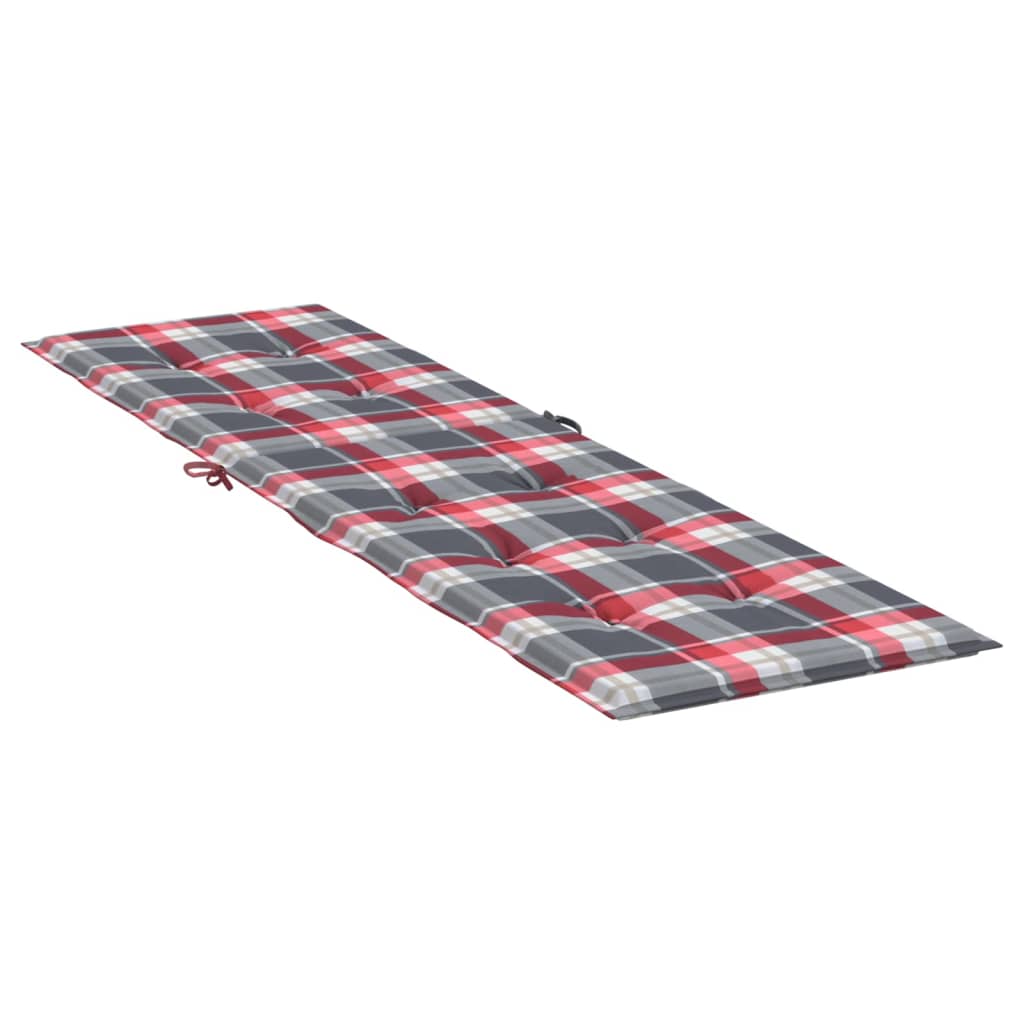 vidaXL Jastuk za ležaljku crveni karirani (75 + 105) x 50 x 3 cm