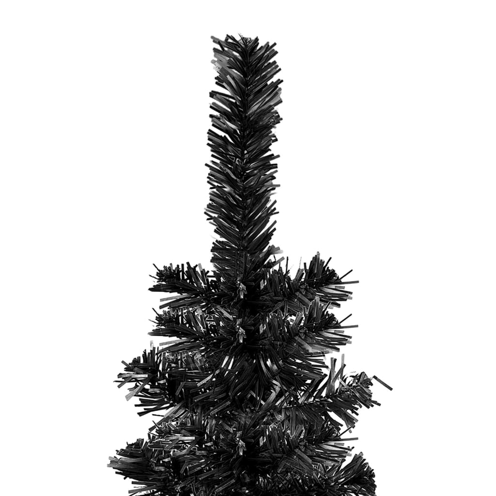 vidaXL Tanko osvijetljeno božićno drvce crno 210 cm