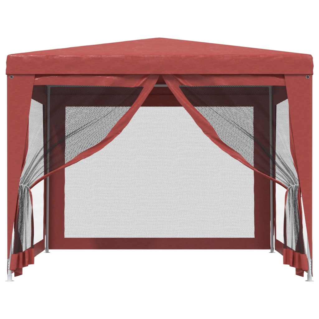vidaXL Šator za zabave s 4 mrežasta bočna zida crveni 3 x 3 m HDPE