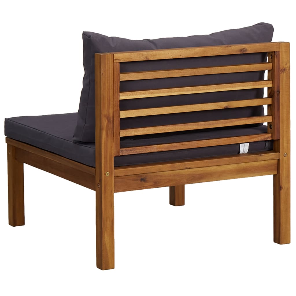 vidaXL Modularna srednja sofa s tamnosivim jastucima bagremovo drvo