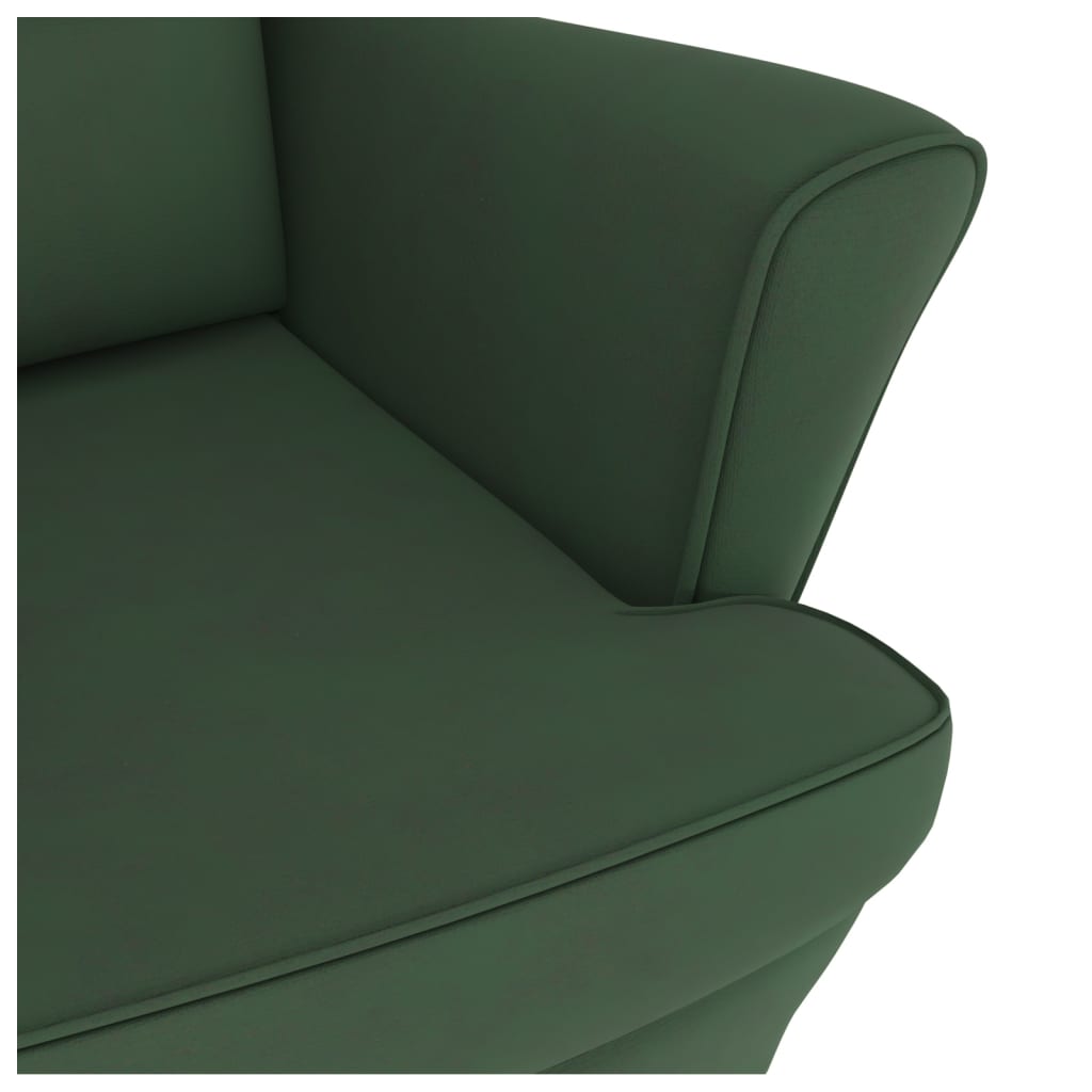 vidaXL Fotelja za ljuljanje s drvenim nogama tamnozelena baršunasta