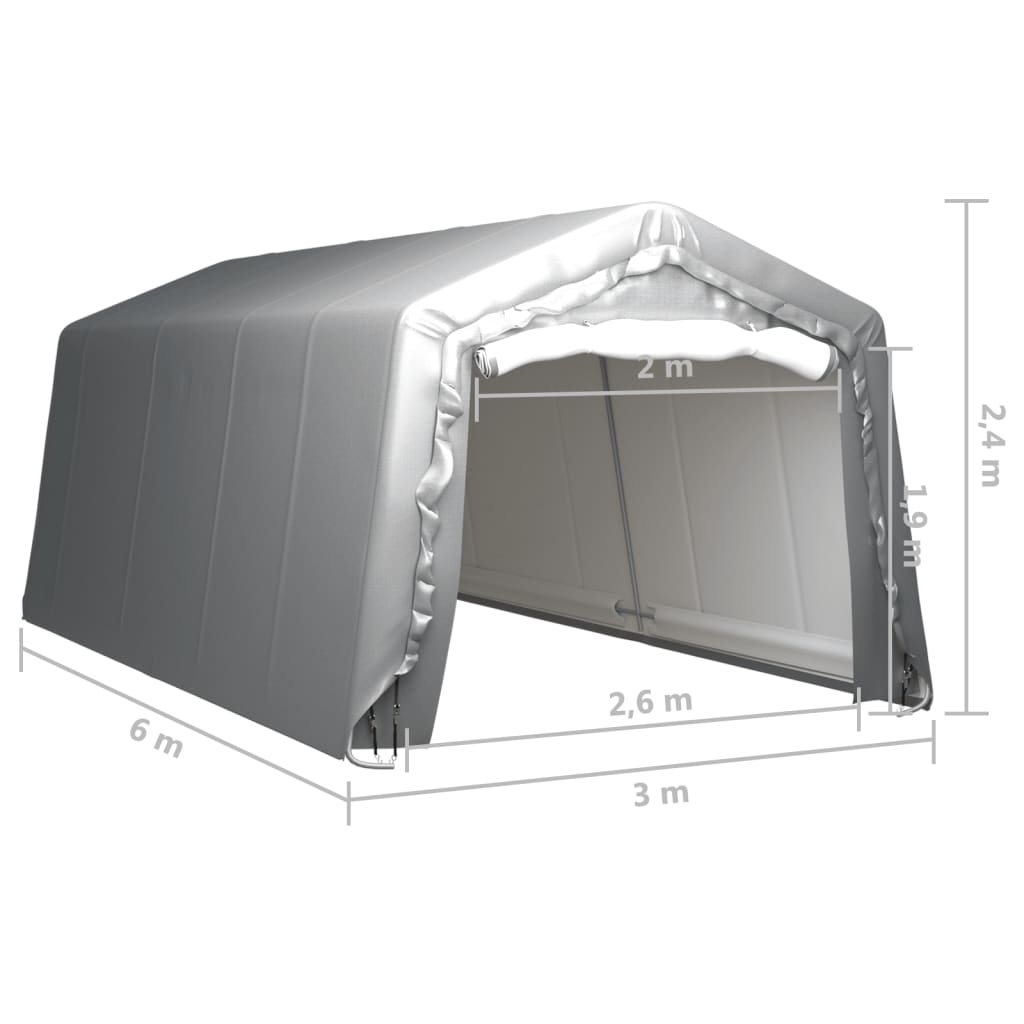 vidaXL Skladišni šator 300 x 600 cm čelični sivi