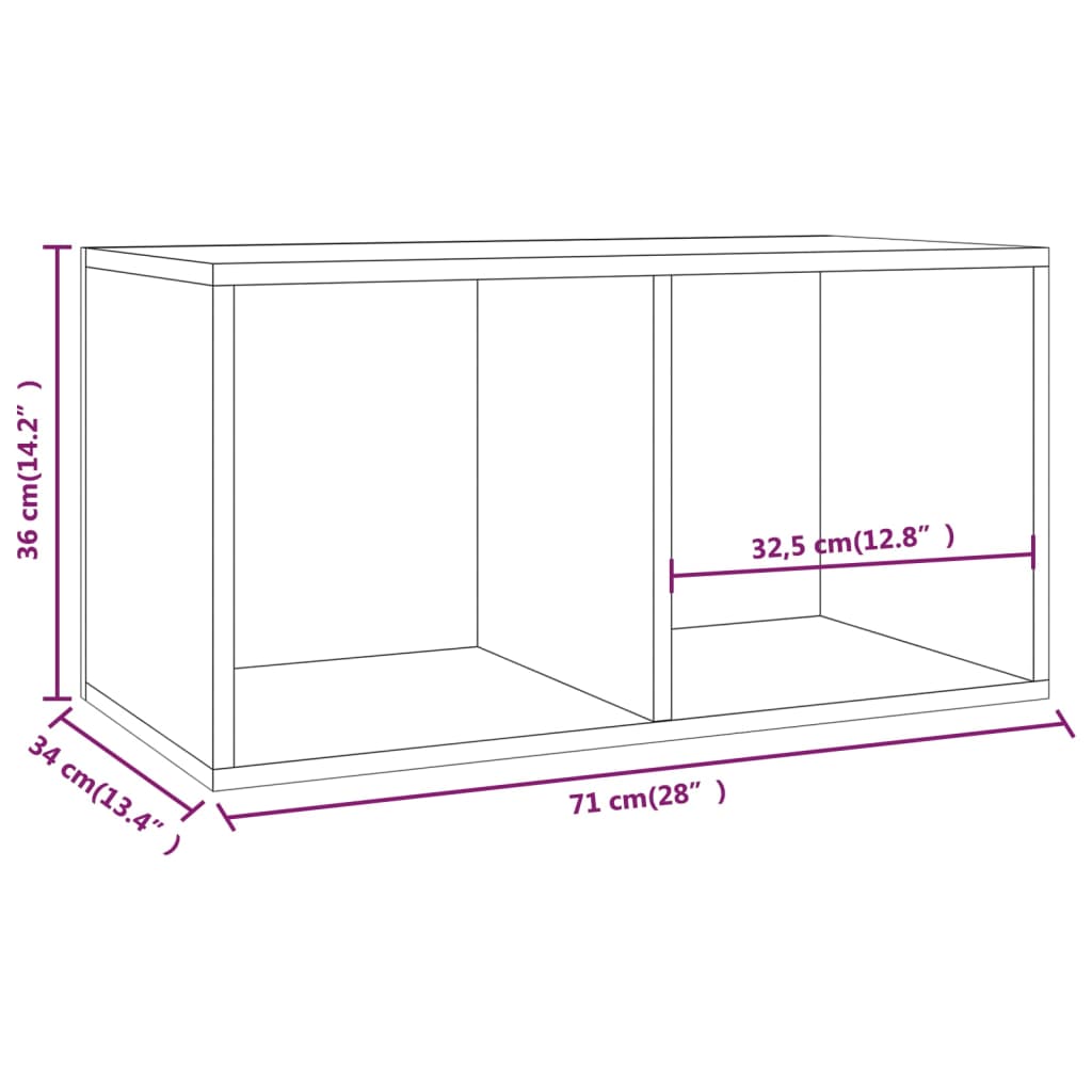 vidaXL Kutija za pohranu vinilnih ploča bijela 71 x 34 x 36 cm drvena