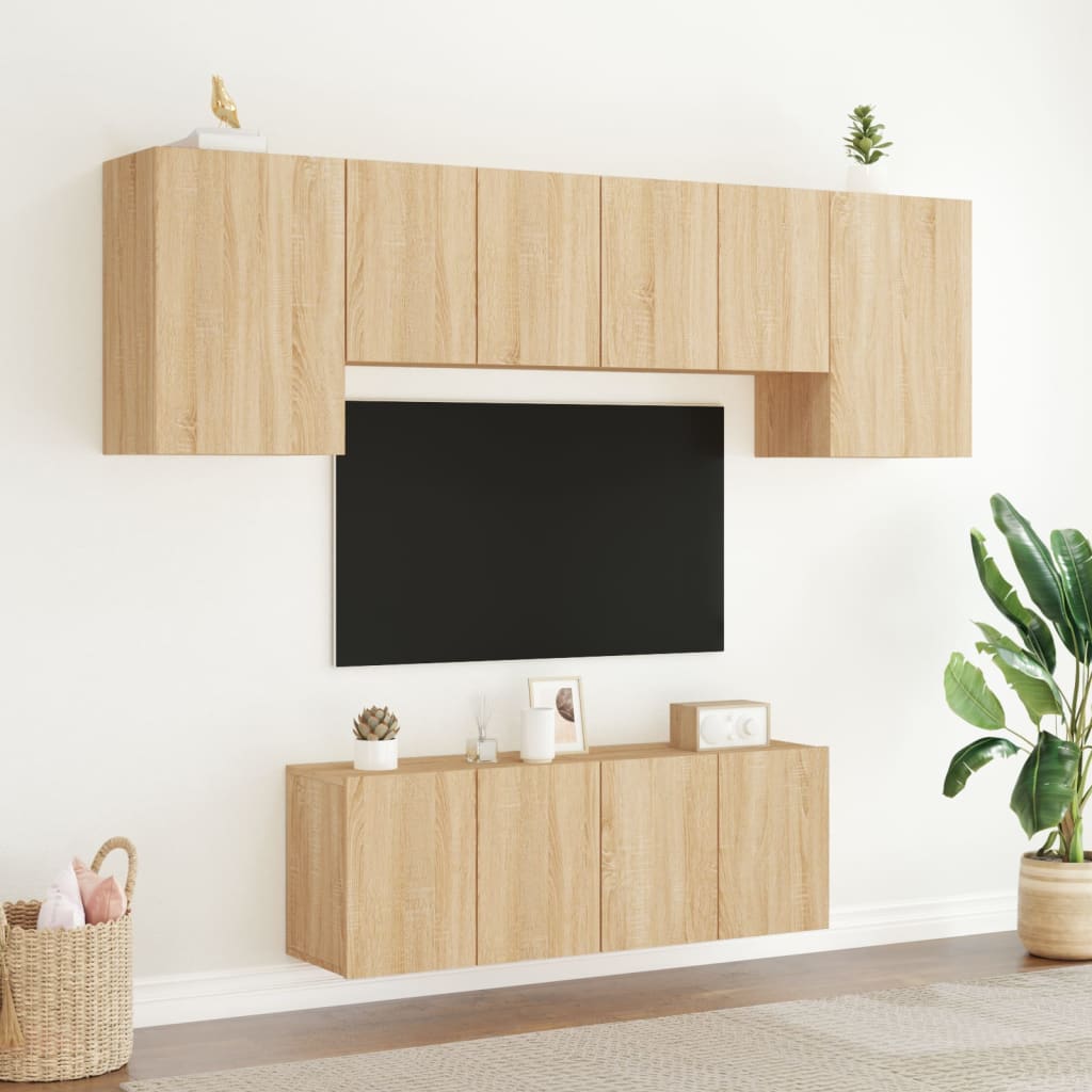vidaXL 6-dijelni zidni TV elementi svjetlima boja hrasta drveni