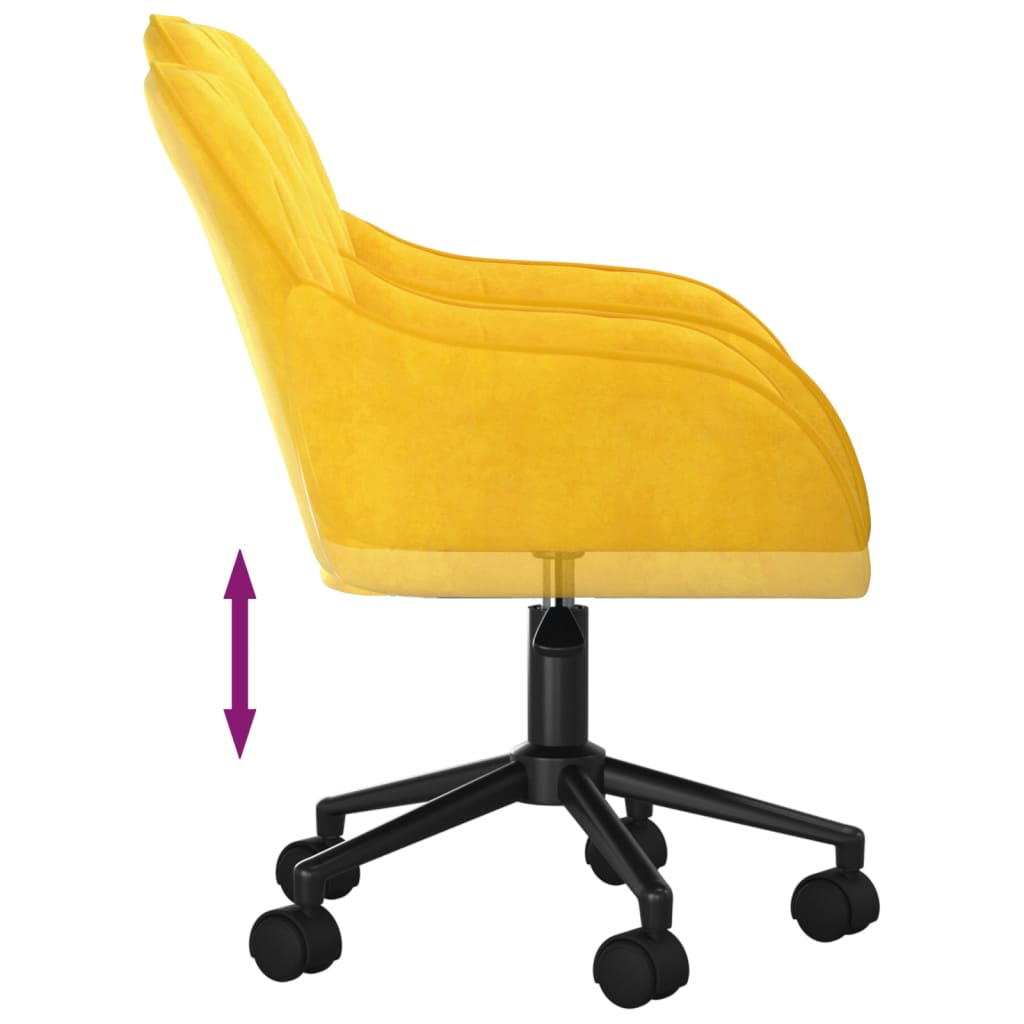 vidaXL Okretna uredska stolica žuta baršunasta