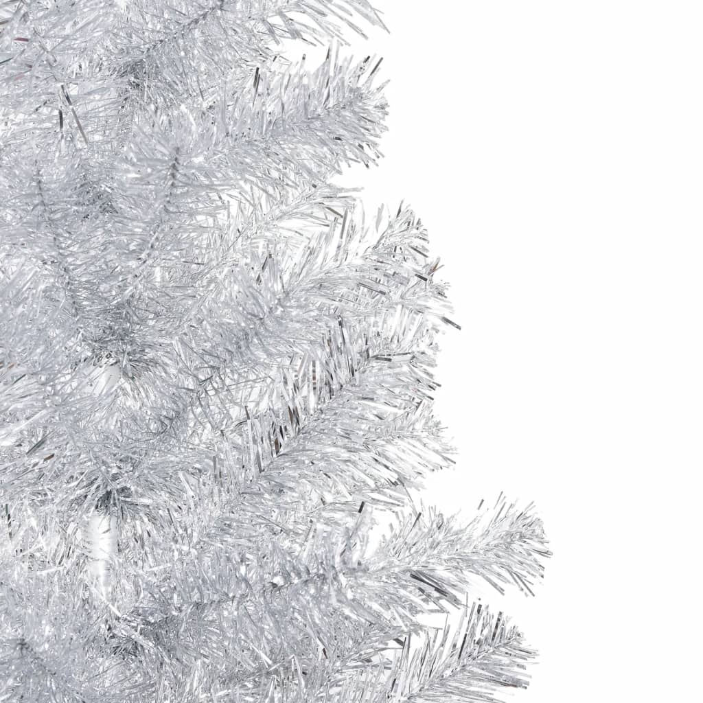 vidaXL Umjetno osvijetljeno božićno drvce sa stalkom srebrno 180cm PET