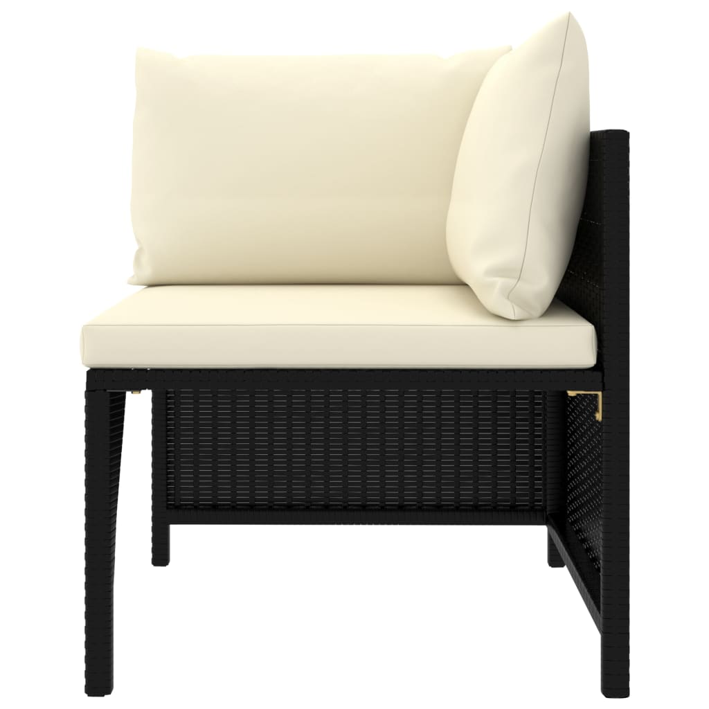 vidaXL Modularna kutna sofa od poliratana s jastucima crna