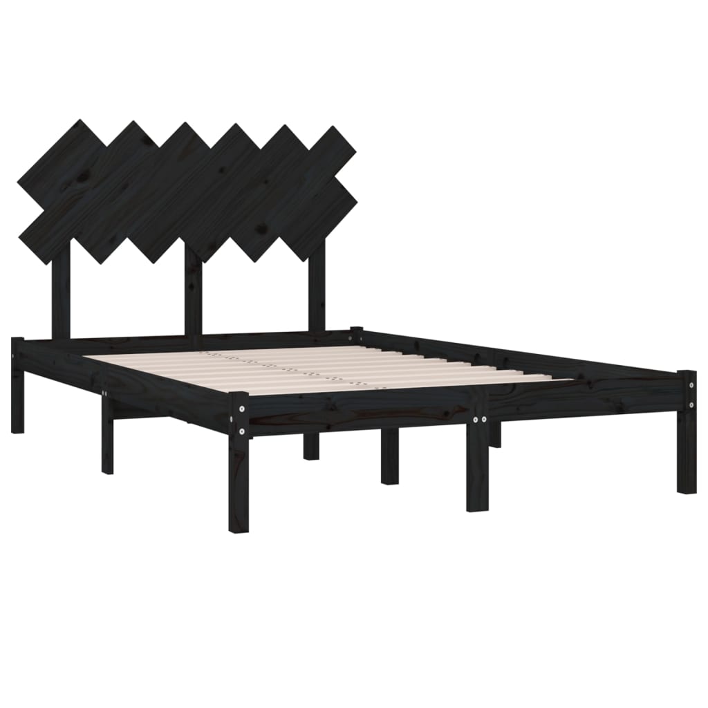 vidaXL Okvir za krevet crni 120 x 200 cm od masivnog drva