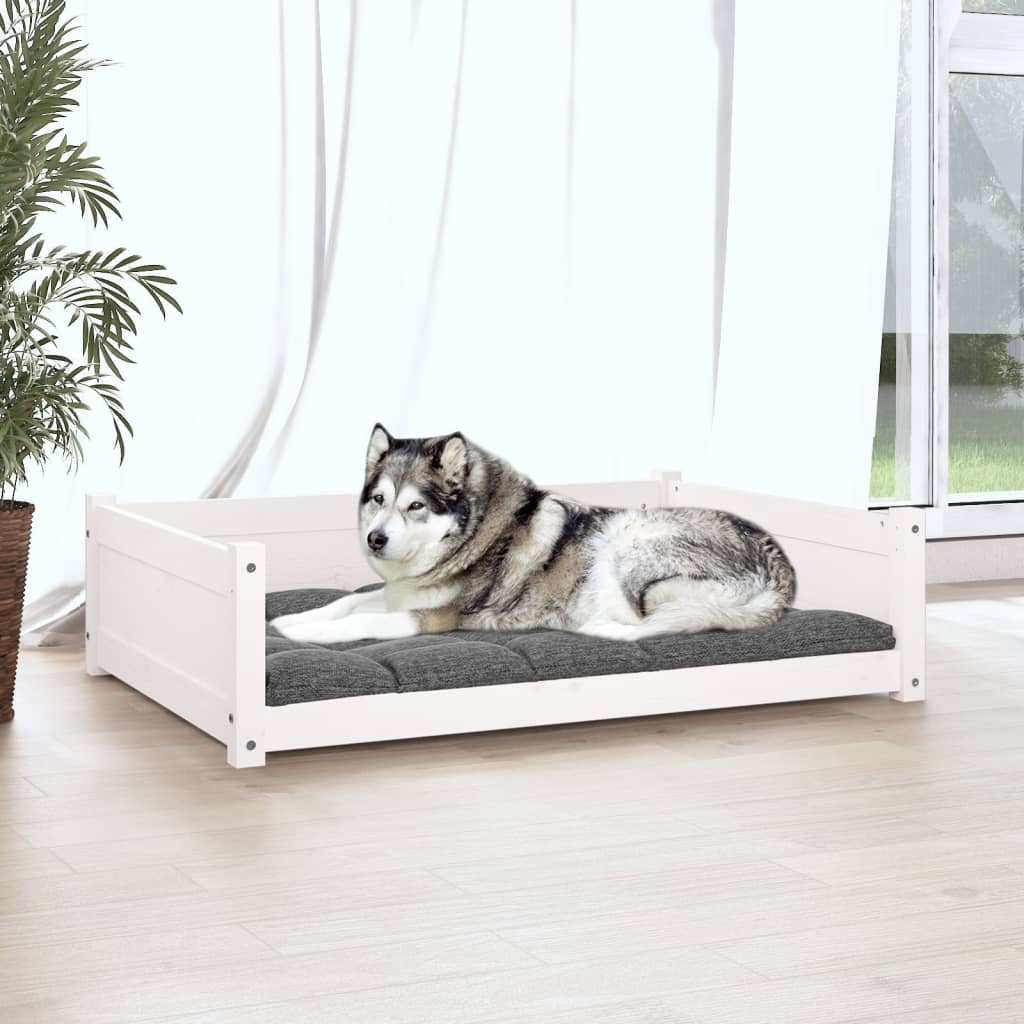 vidaXL Krevet za pse bijeli 105,5x75,5x28 cm od masivne borovine