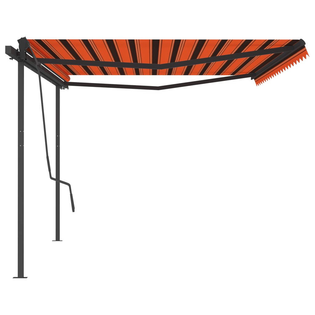 vidaXL Tenda na ručno uvlačenje sa stupovima 5x3,5 m narančasto-smeđa