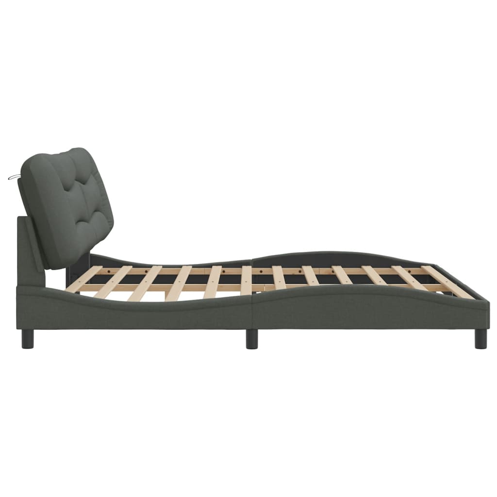 vidaXL Okvir za krevet s uzglavljem tamnosivi 200 x 200 cm od tkanine