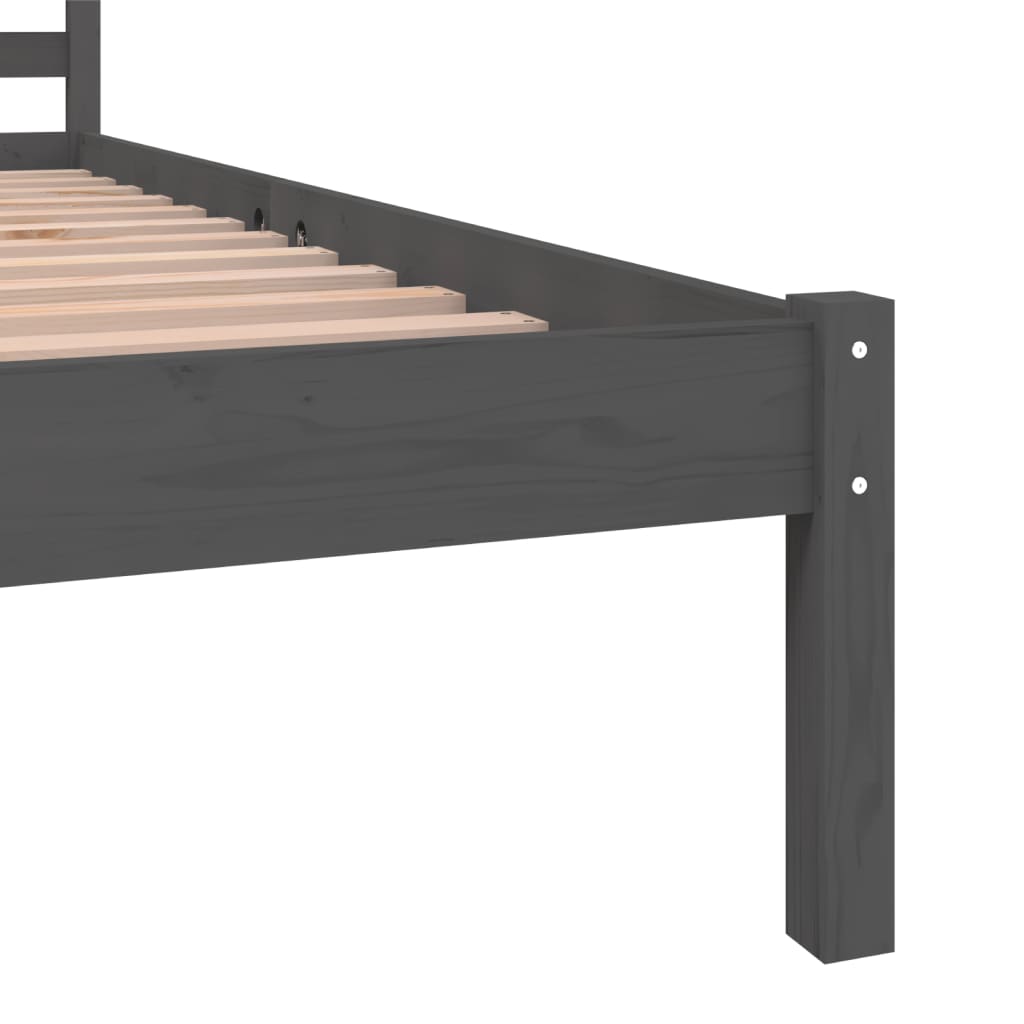 vidaXL Okvir za krevet od borovine 90 x 190 cm sivi jednokrevetni