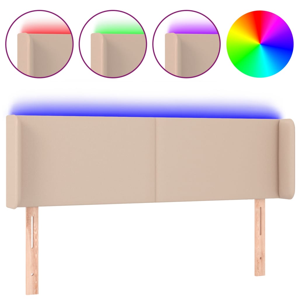vidaXL LED uzglavlje boja cappuccina 147x16x78/88 cm od umjetne kože