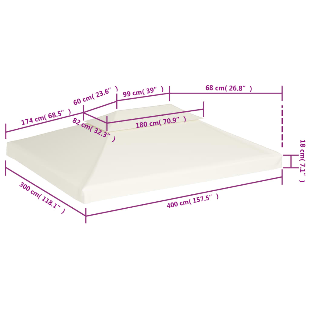 vidaXL Zamjenski pokrov za sjenicu 310 g/m² krem bijeli 3 x 4 m