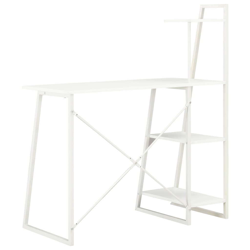 vidaXL Radni stol s policama bijeli 102 x 50 x 117 cm