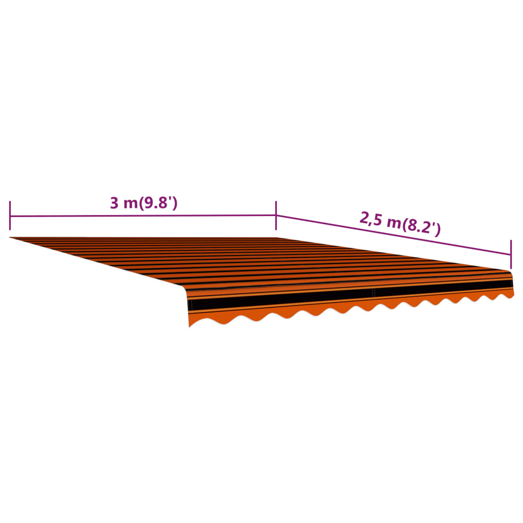 vidaXL Platno za tendu narančasto-smeđe 300 x 250 cm