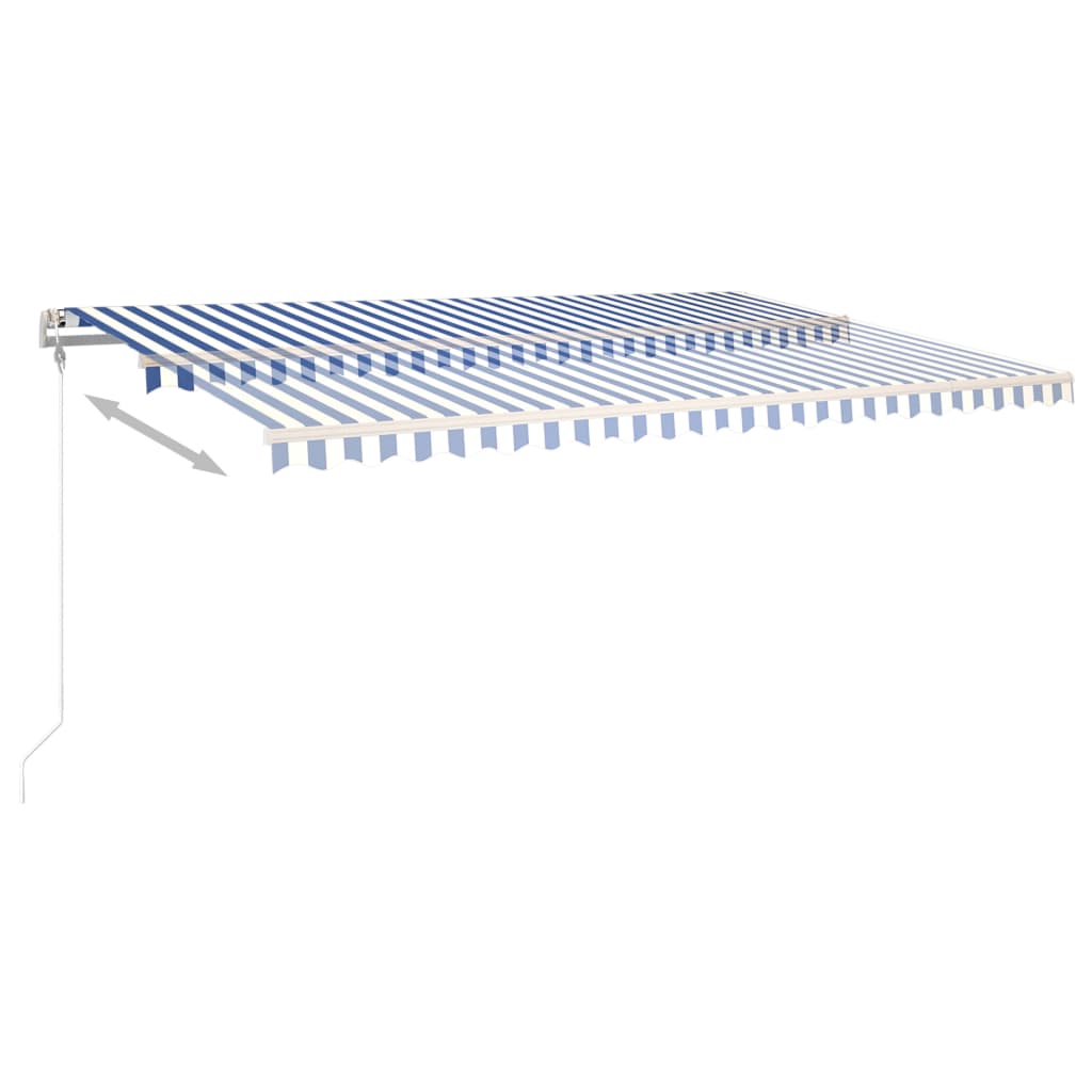 vidaXL Tenda na ručno uvlačenje sa stupovima 5 x 3,5 m plavo-bijela