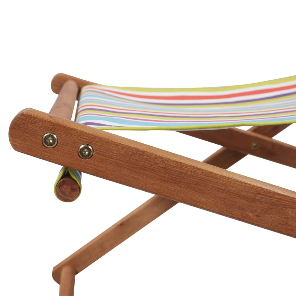 vidaXL Sklopiva ležaljka za plažu od tkanine s drvenim okvirom šarena