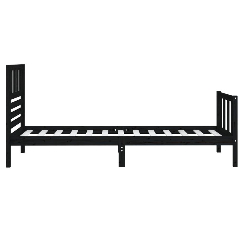 vidaXL Okvir za krevet od masivnog drva crni 90 x 200 cm