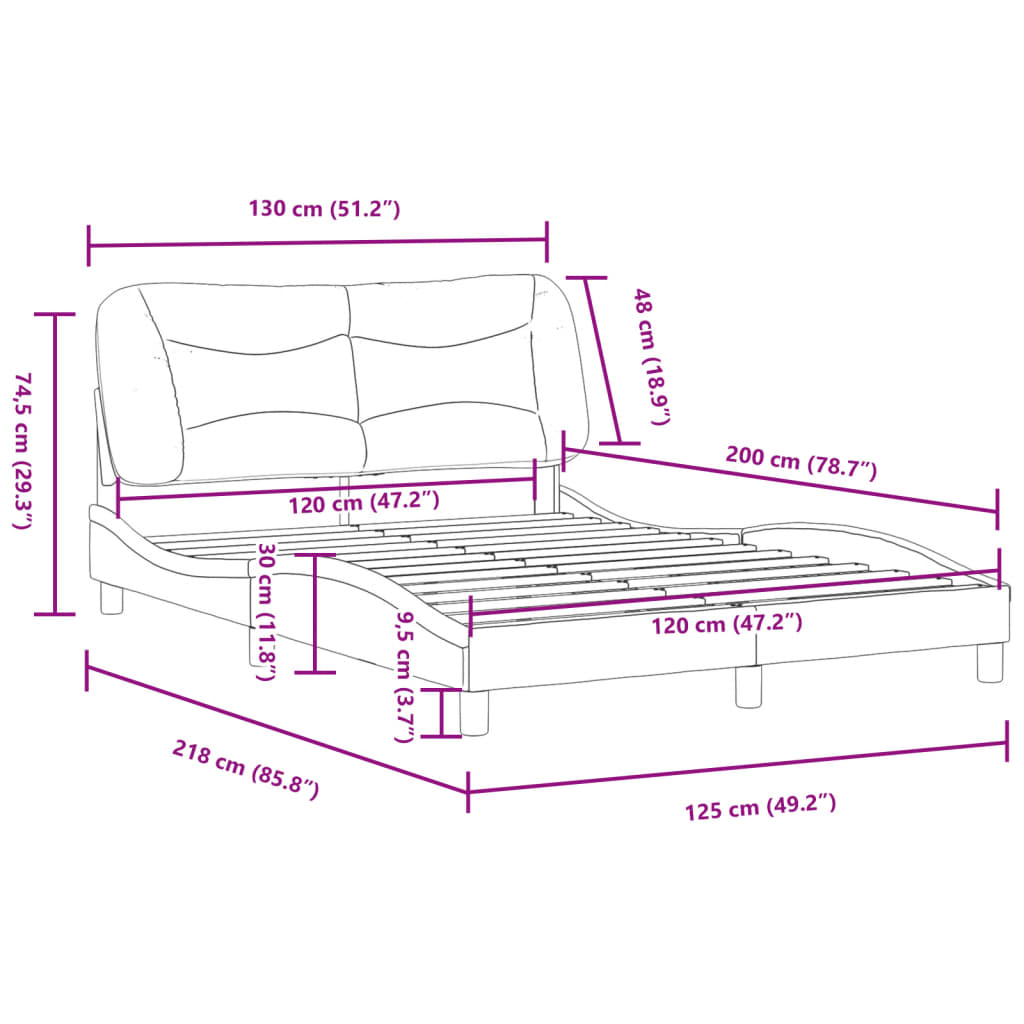 vidaXL Okvir za krevet s uzglavljem smeđi 120x200 cm od umjetne kože