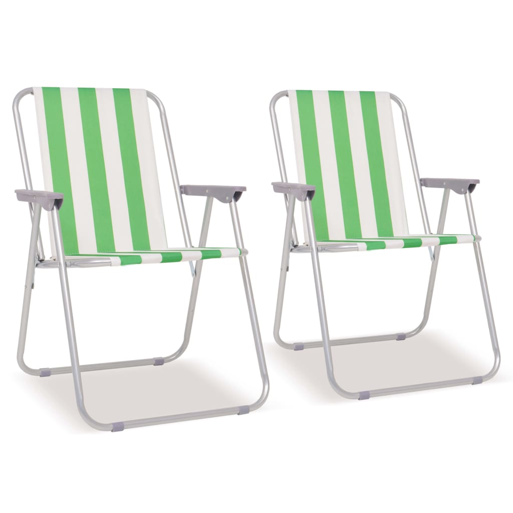 vidaXL Sklopive Stolice za Kampiranje 2 kom Zeleno Bijele Čelik 52x62x75 cm