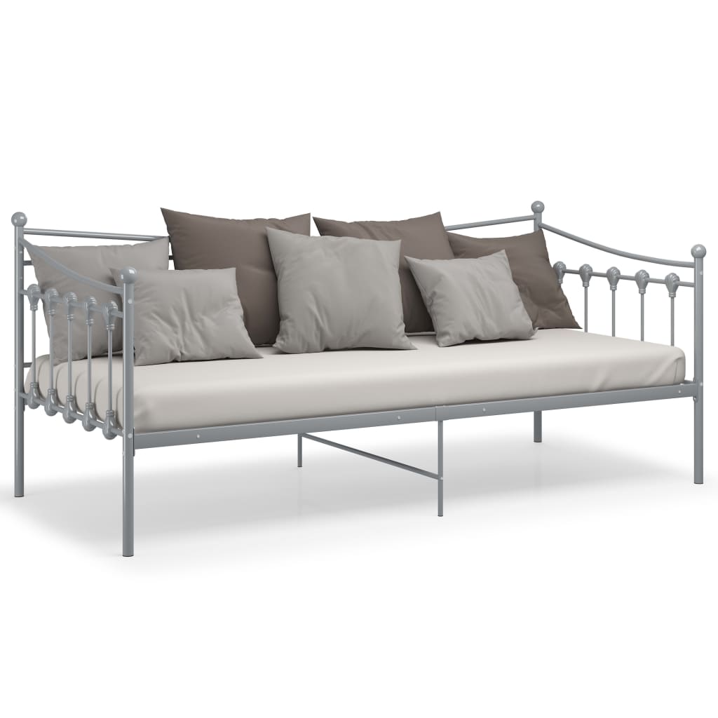 vidaXL Okvir za krevet na razvlačenje sivi metalni 90 x 200 cm