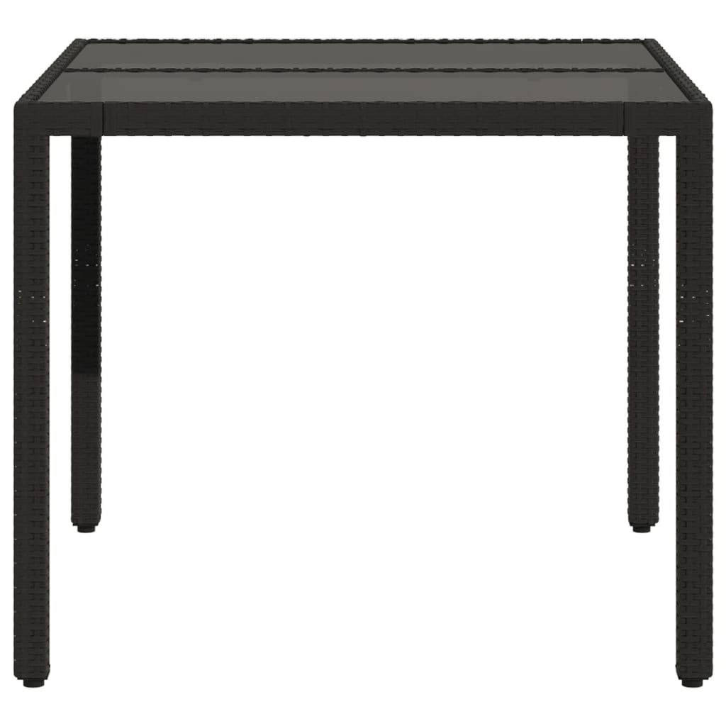 vidaXL Vrtni stol sa staklenom pločom crni 90x90x75 cm od poliratana