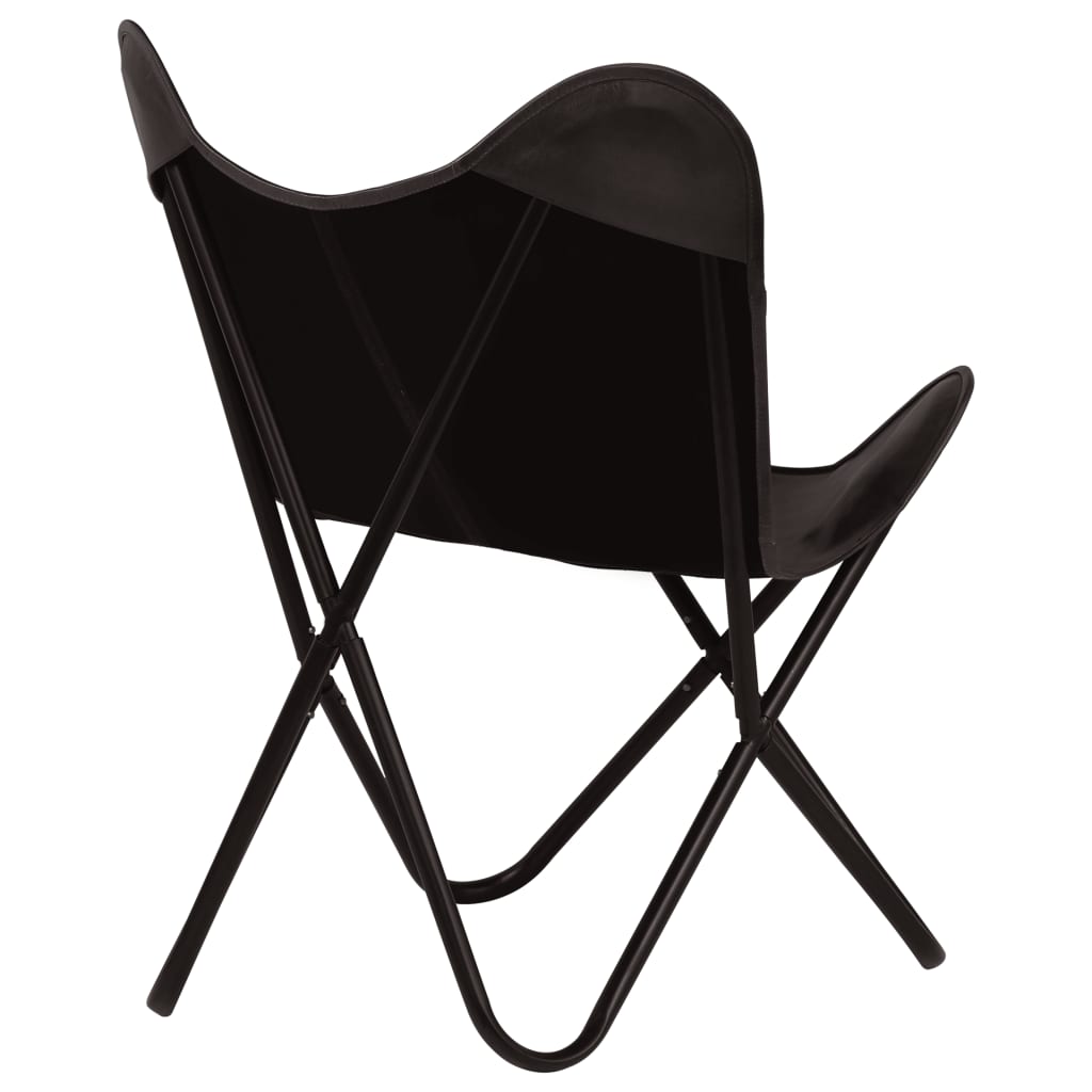 vidaXL Leptir-stolica od prave kože crna dječja veličina