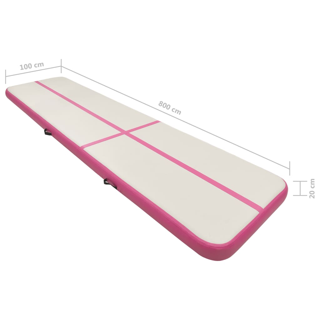vidaXL Strunjača na napuhavanje s crpkom 800 x 100 x 20 cm PVC roza