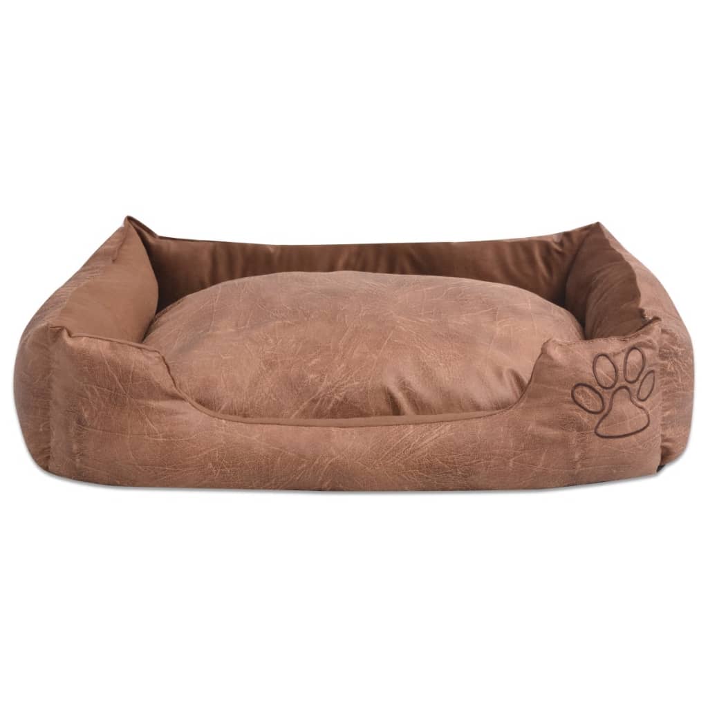 vidaXL Krevet za pse s jastukom PU umjetna koža veličina S Bež
