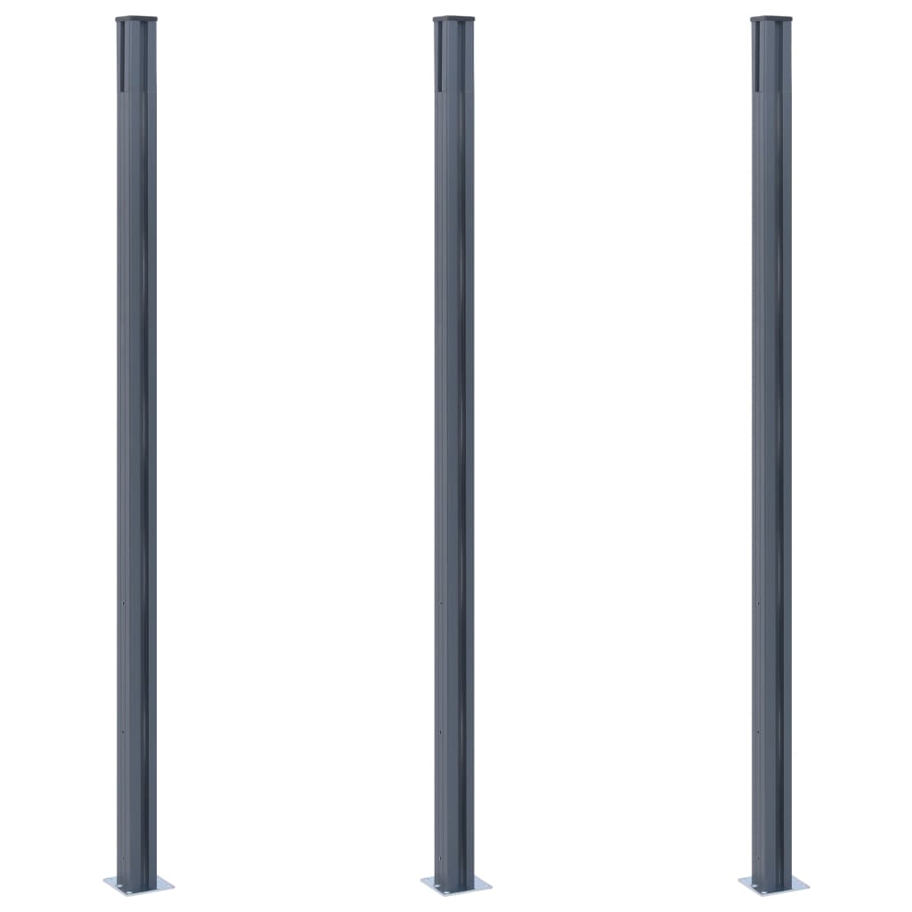 vidaXL Stupovi za ogradu 3 kom tamnosivi 185 cm aluminijski