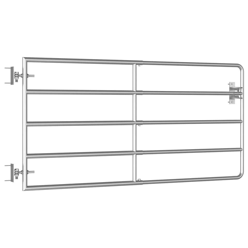 vidaXL Vrata za polje s 5 šipki čelična (95 - 170) x 90 cm srebrna