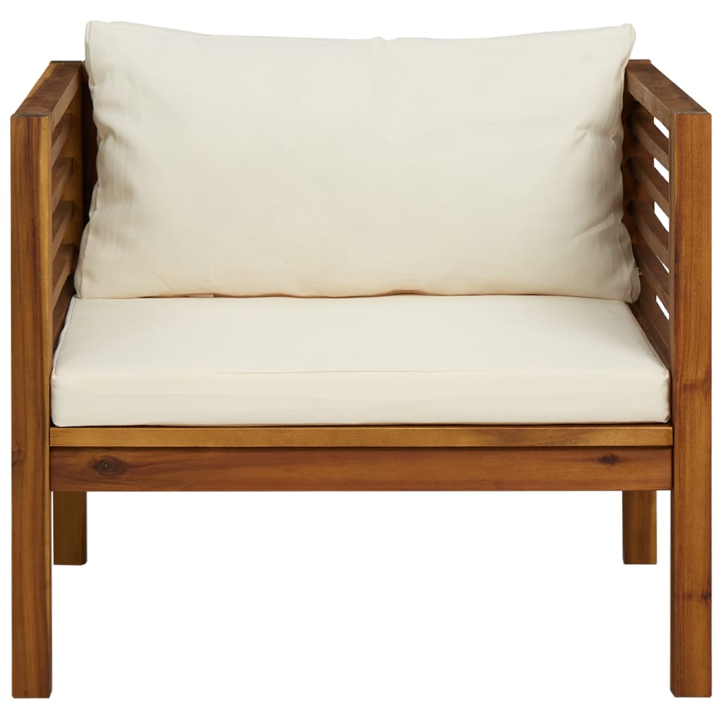 vidaXL Vrtna stolica s krem bijelim jastucima od masivnog drva bagrema