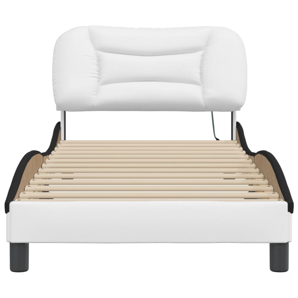 vidaXL Okvir kreveta s LED svjetlima bijelo-crni 80x200cm umjetna koža