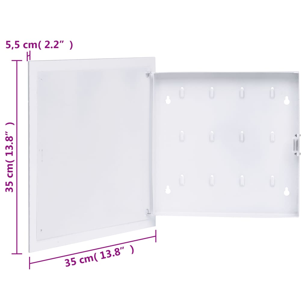 vidaXL Kutija za ključeve s magnetnom pločom bijela 35 x 35 x 5,5 cm
