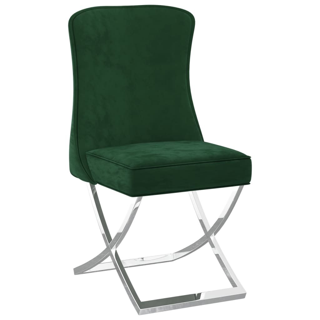 vidaXL Blagovaonska stolica tamnozelena 53x52x98 cm baršun i čelik