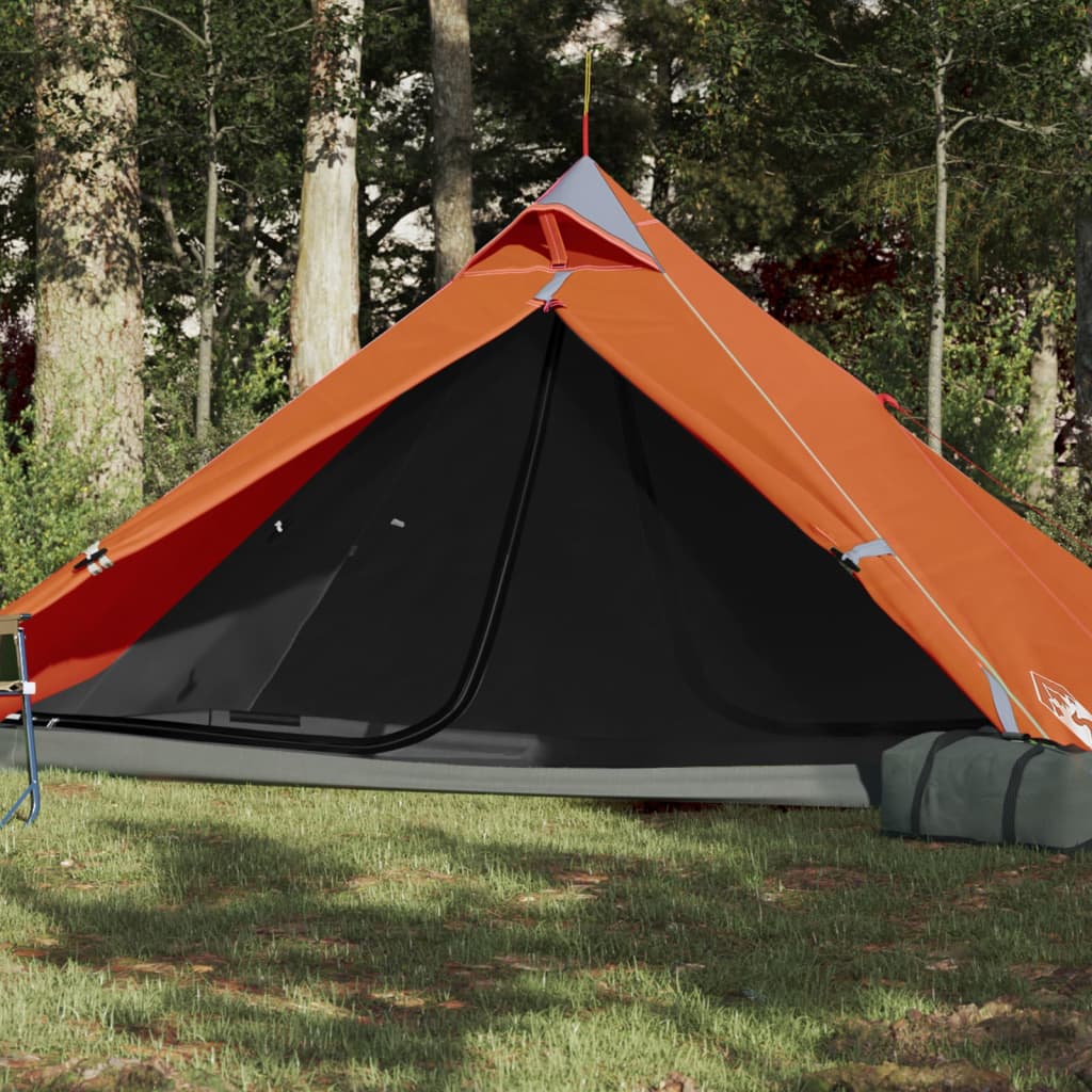 vidaXL Šator tipi za kampiranje za 1 osobu sivo-narančasti vodootporni