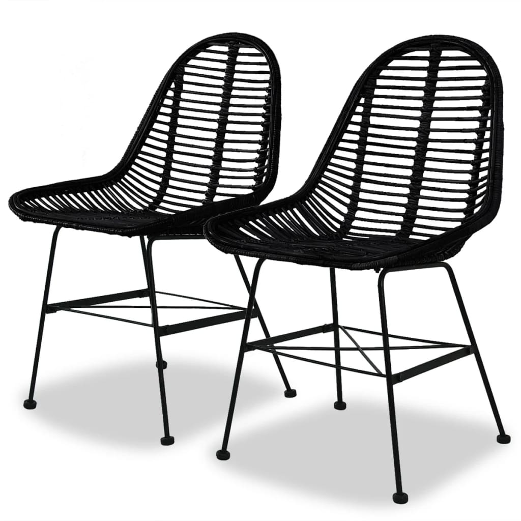 vidaXL Blagovaonske stolice od prirodnog ratana 2 kom crne