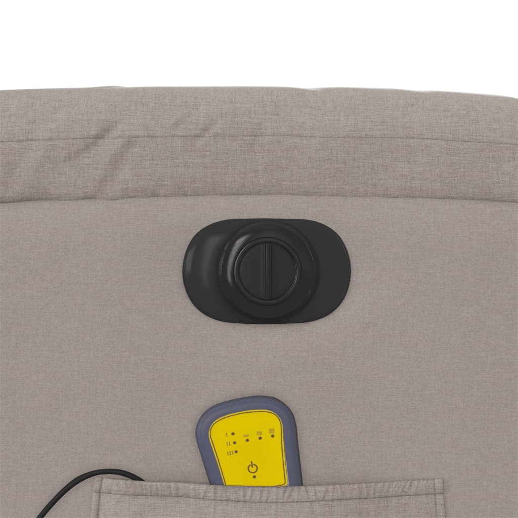 vidaXL Električni masažni naslonjač na podizanje od tkanine smeđesivi