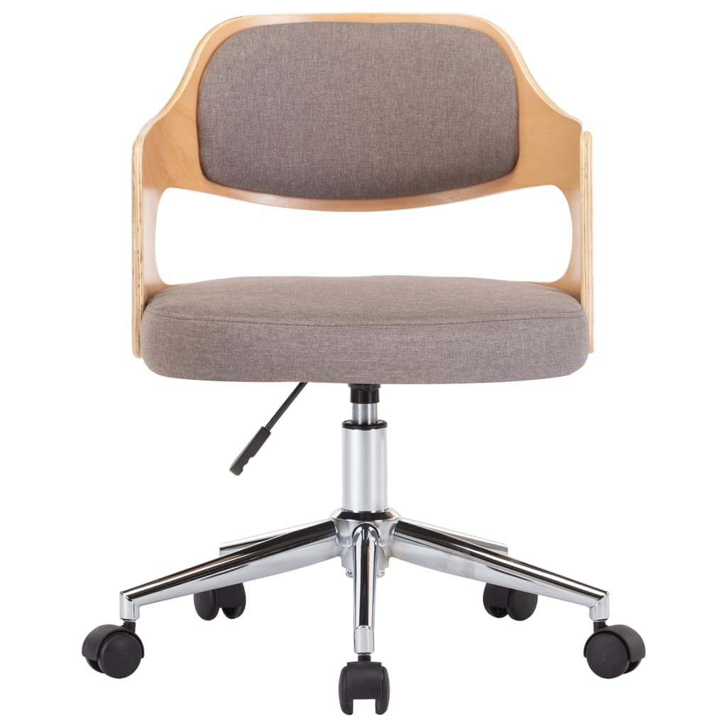 vidaXL Okretna uredska stolica od savijenog drva i tkanine smeđe-siva