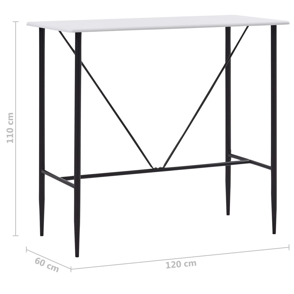 vidaXL Barski stol bijeli 120 x 60 x 110 cm MDF