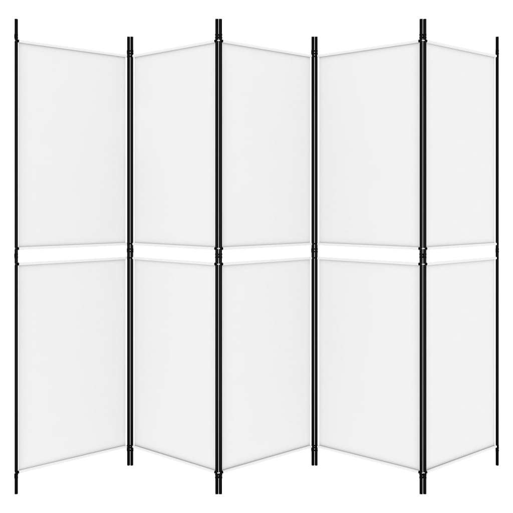 vidaXL Sobna pregrada s 5 panela bijela 250 x 180 cm od tkanine