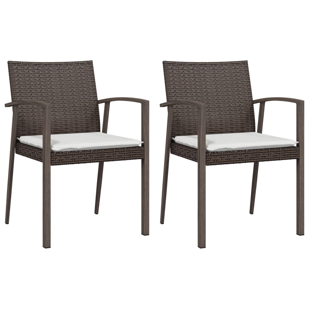vidaXL Vrtne stolice s jastucima 2 kom smeđe 56,5x57x83 cm poliratan