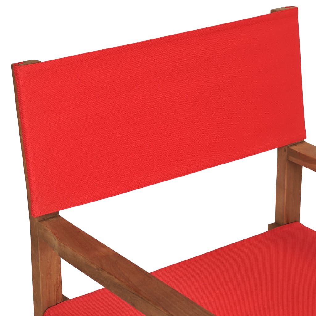 vidaXL Redateljska stolica od masivne tikovine crvena